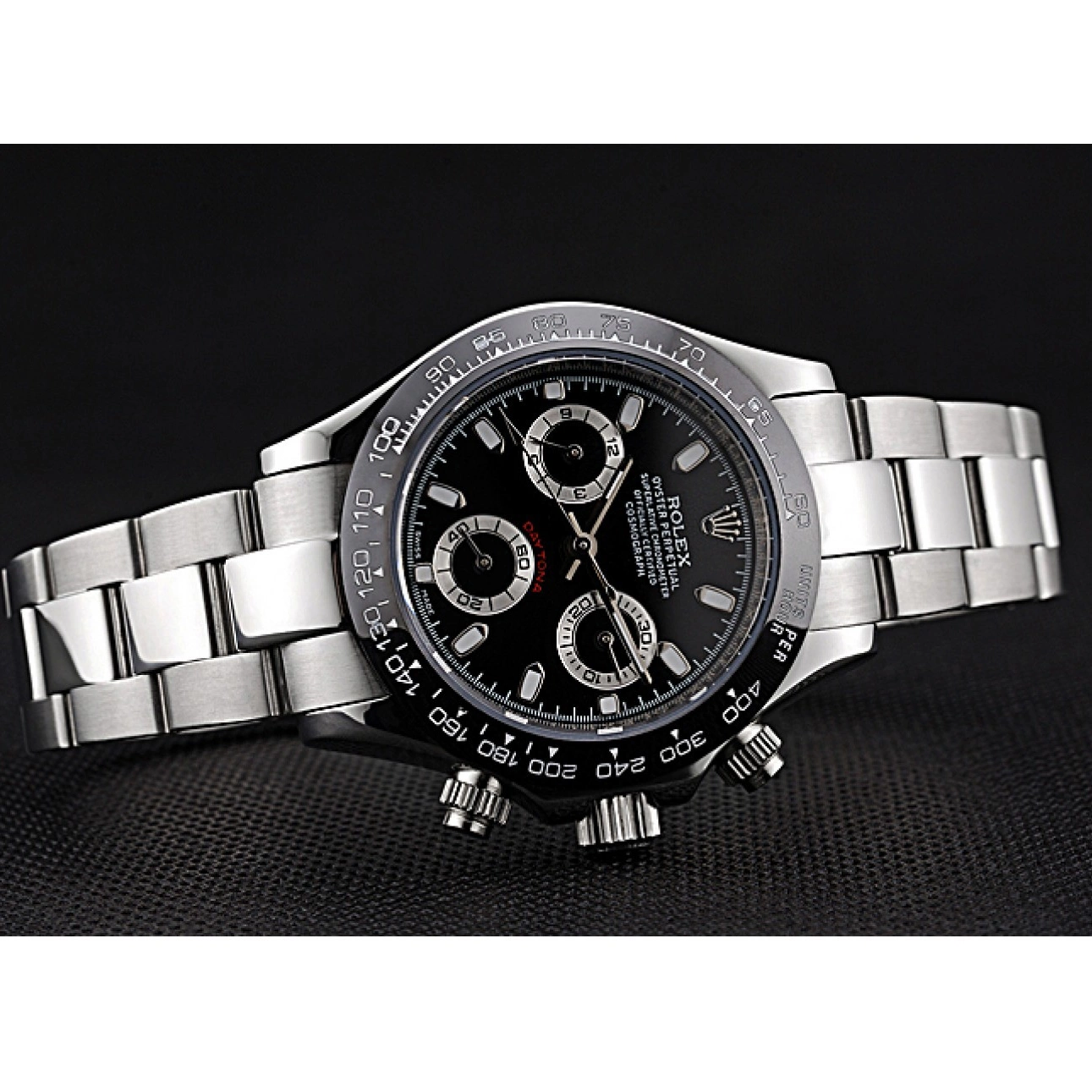MiroTime 0715 Rolex Cosmograph Daytona Stainless Steel Case Black Silver Subdials Stainless Steel 622635